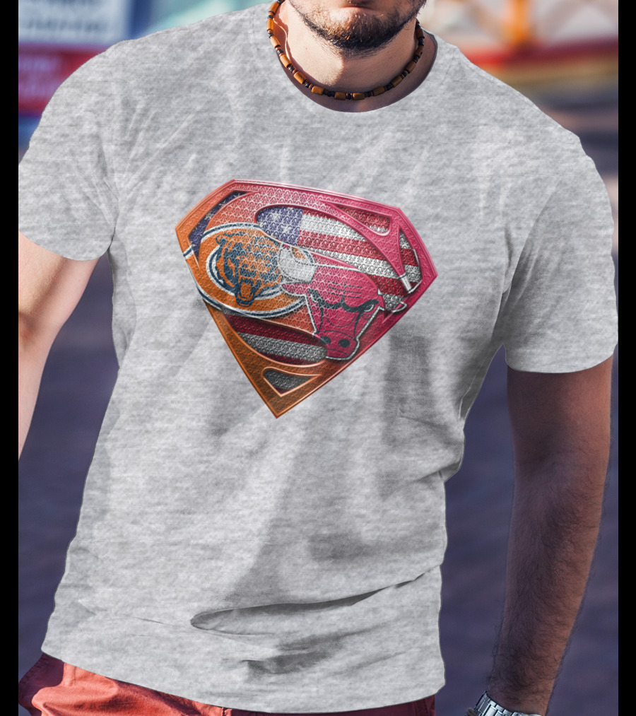 Super Symbols Collage:  Bears Bulls Usa Flag T-Shirt