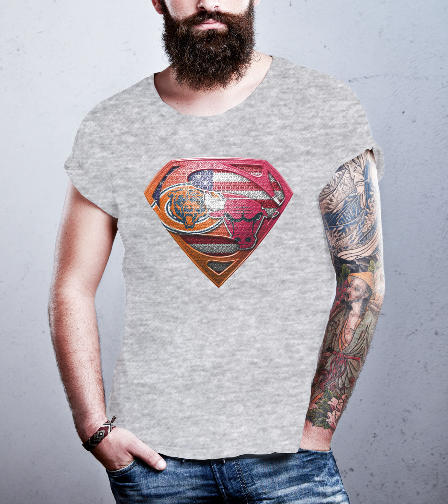 Super Symbols Collage:  Bears Bulls Usa Flag T-Shirt