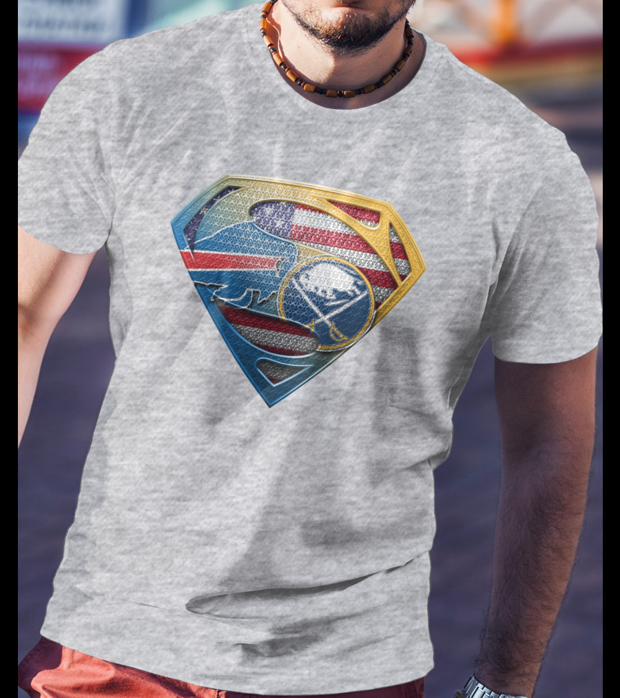 Super Buffalo Sabres American Flag Shield T-Shirt