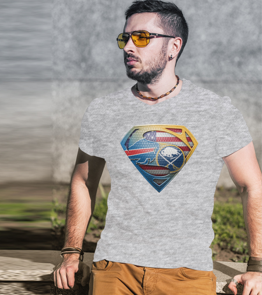 Super Buffalo Sabres American Flag Shield T-Shirt