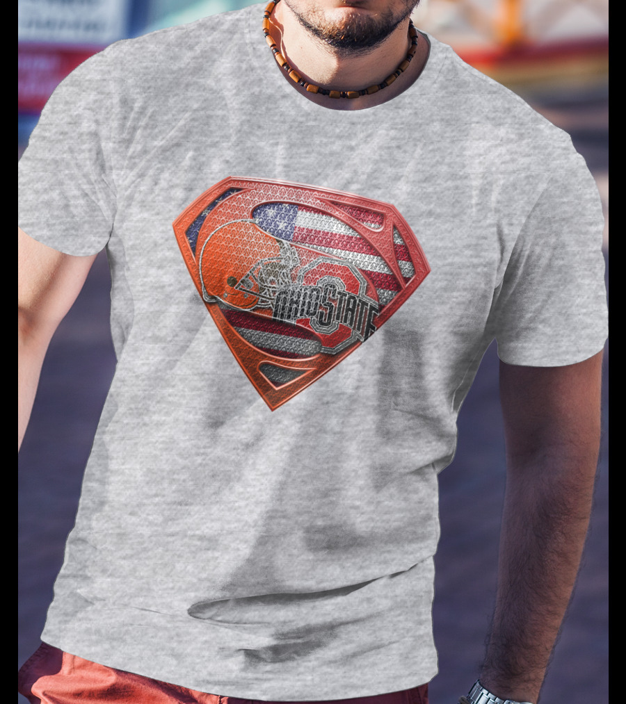 Ohio State Buckeyes American Flag Superman Logo Sps T-Shirt