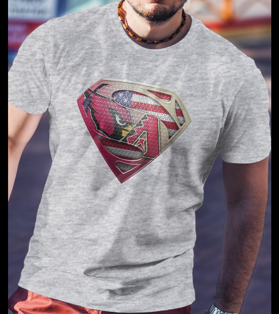 Superman American Flag Arizona Cardinals Logo Fusion T-Shirt