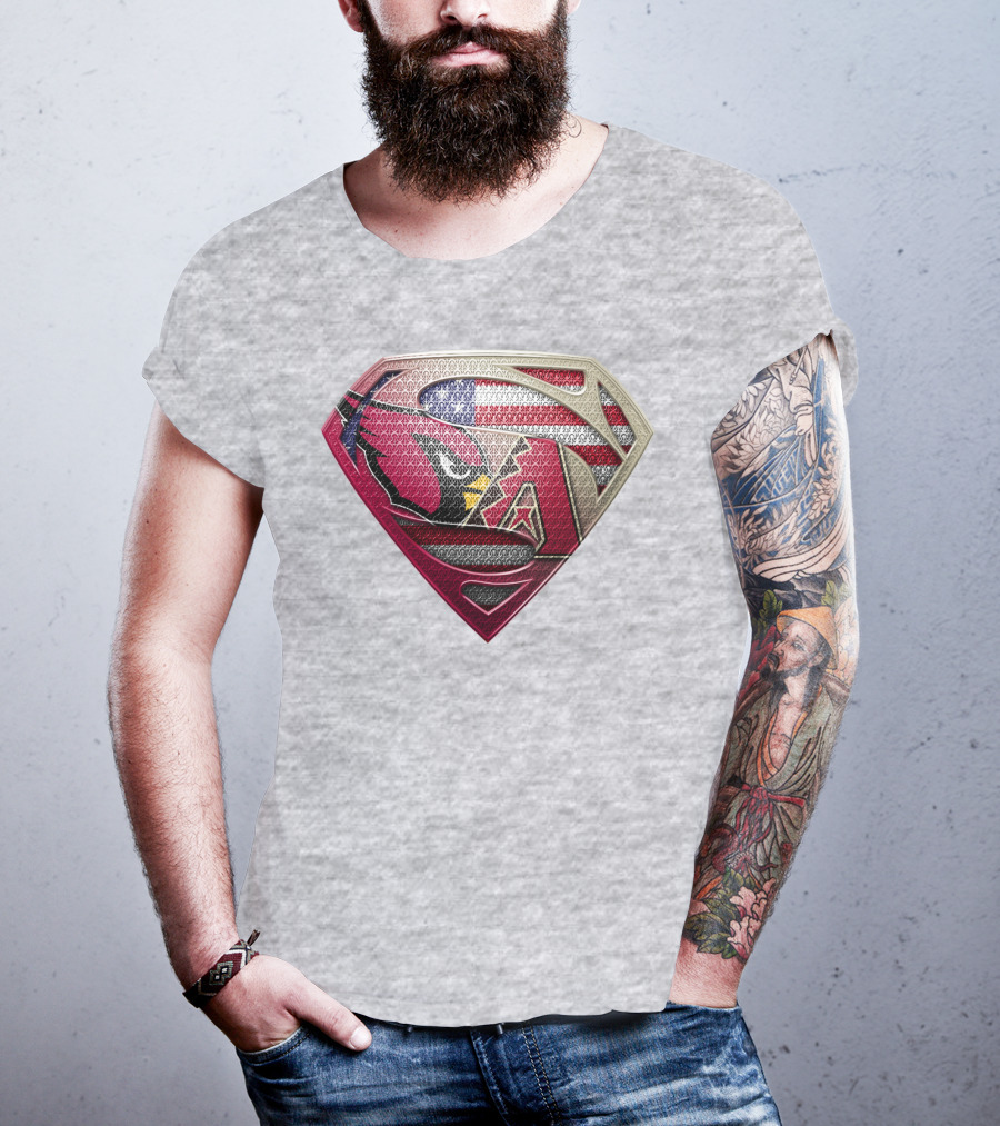 Superman American Flag Arizona Cardinals Logo Fusion T-Shirt