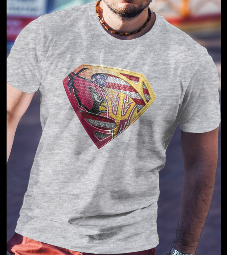 Cardinals And Sun Devils Super Shield American Flag T-Shirt