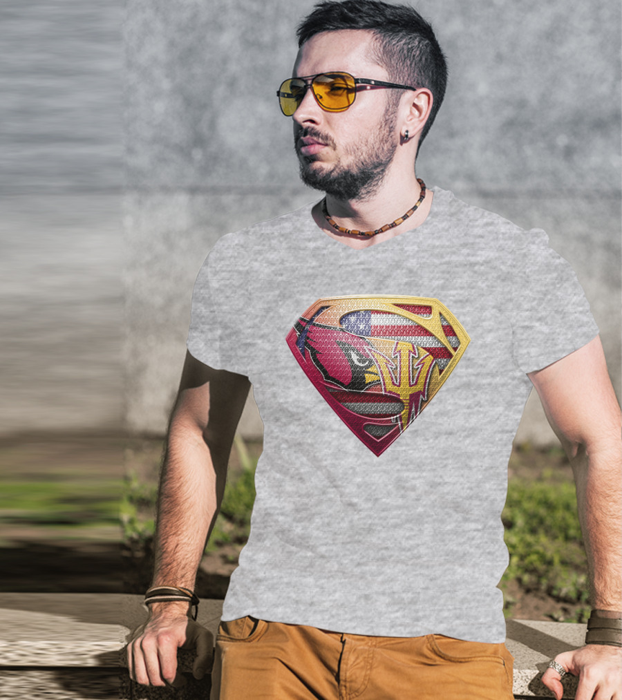 Cardinals And Sun Devils Super Shield American Flag T-Shirt