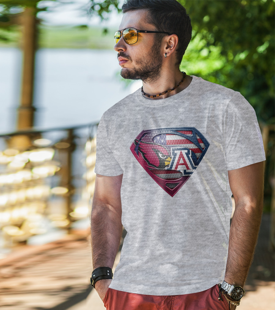 Arizona Cardinals Arizona Wildcats American Flag Shield T-Shirt