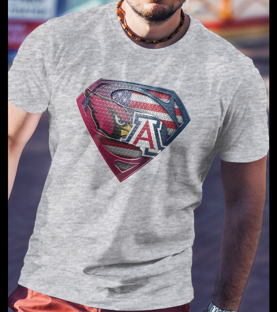 Arizona Cardinals Arizona Wildcats American Flag Shield T-Shirt