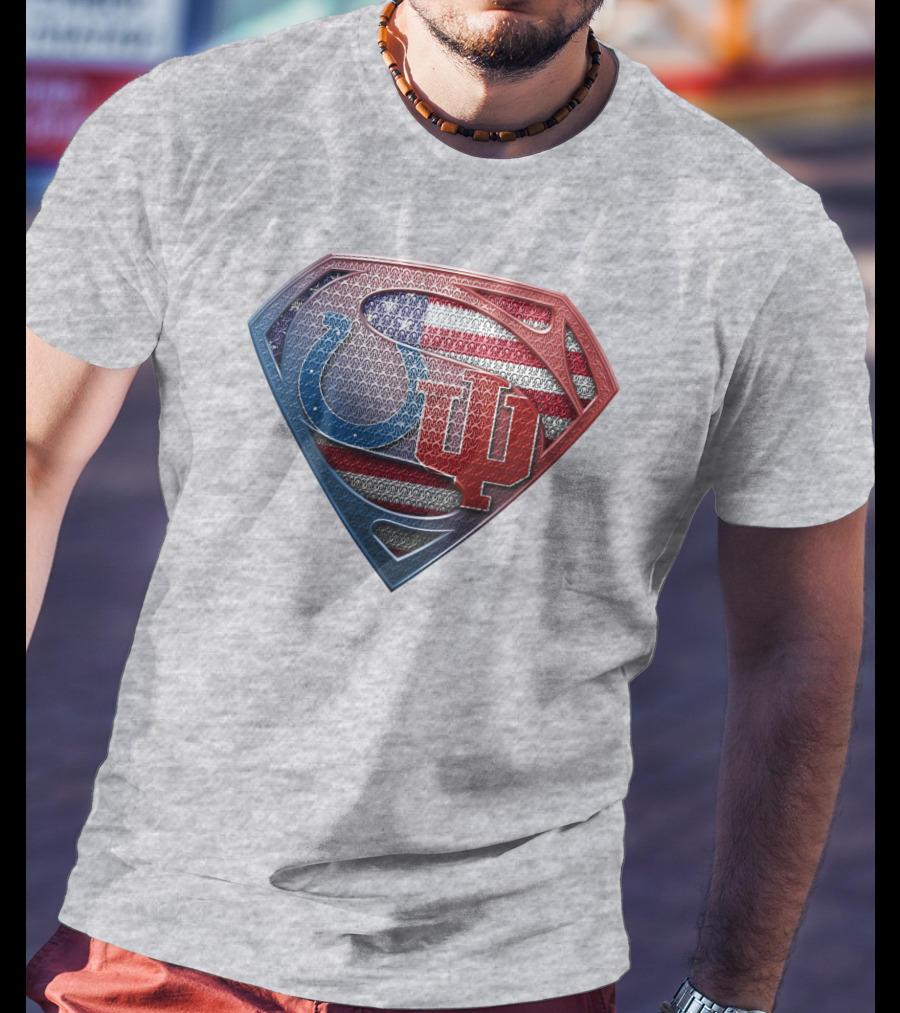 Superman Colts Indiana University American Flag T-Shirt