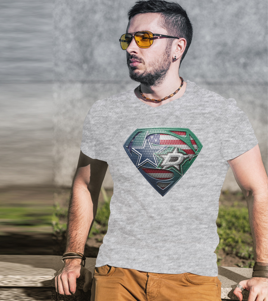Dallas Stars American Flag Superman T-Shirt