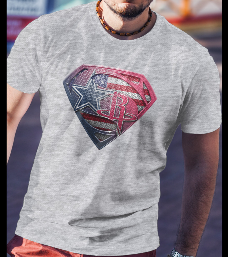 Rockets Superhero Logo With Usa Flag Star T-Shirt