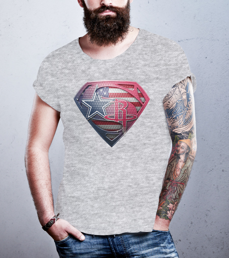 Rockets Superhero Logo With Usa Flag Star T-Shirt