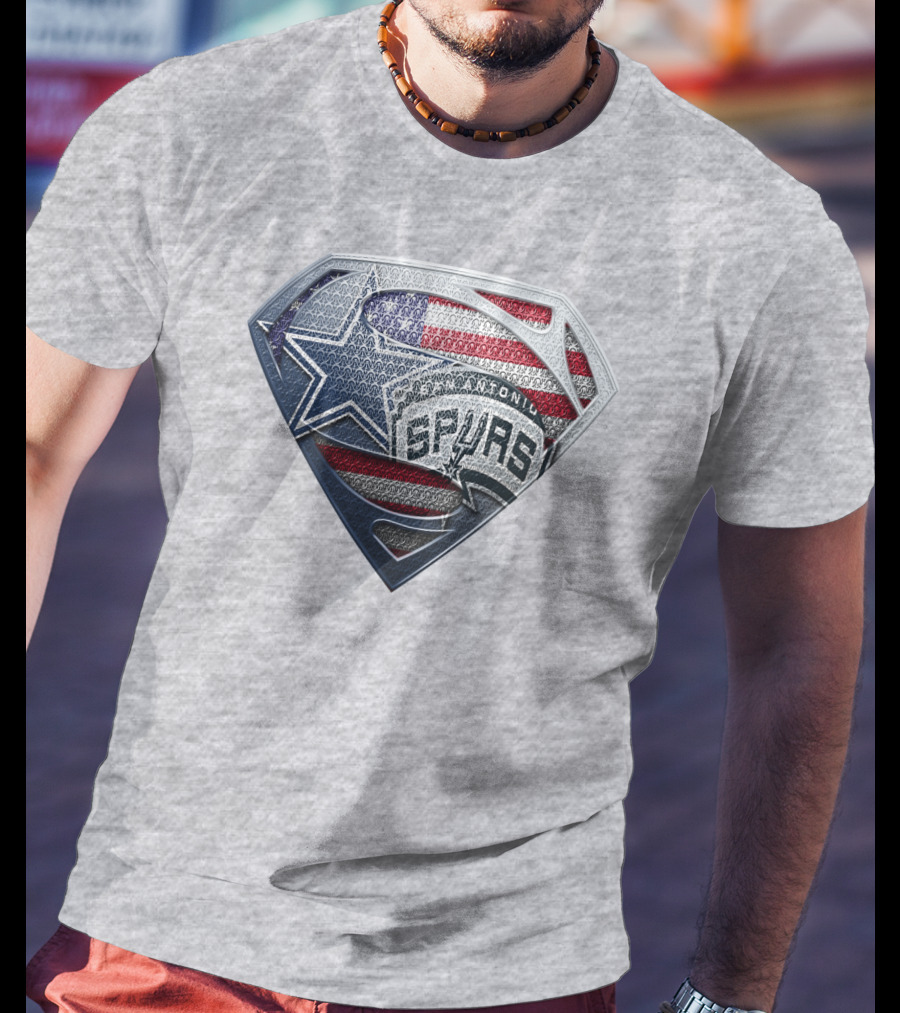 San Antonio Spurs Superman Shield Usa Flag T-Shirt
