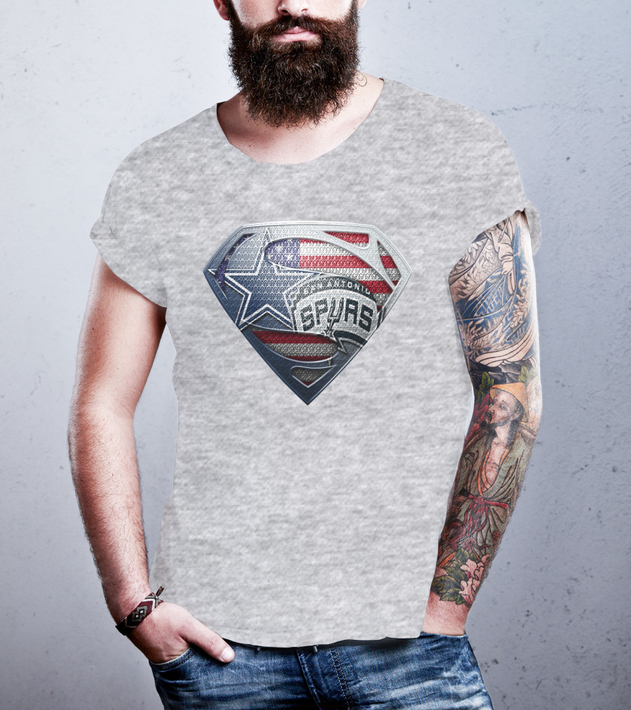 San Antonio Spurs Superman Shield Usa Flag T-Shirt
