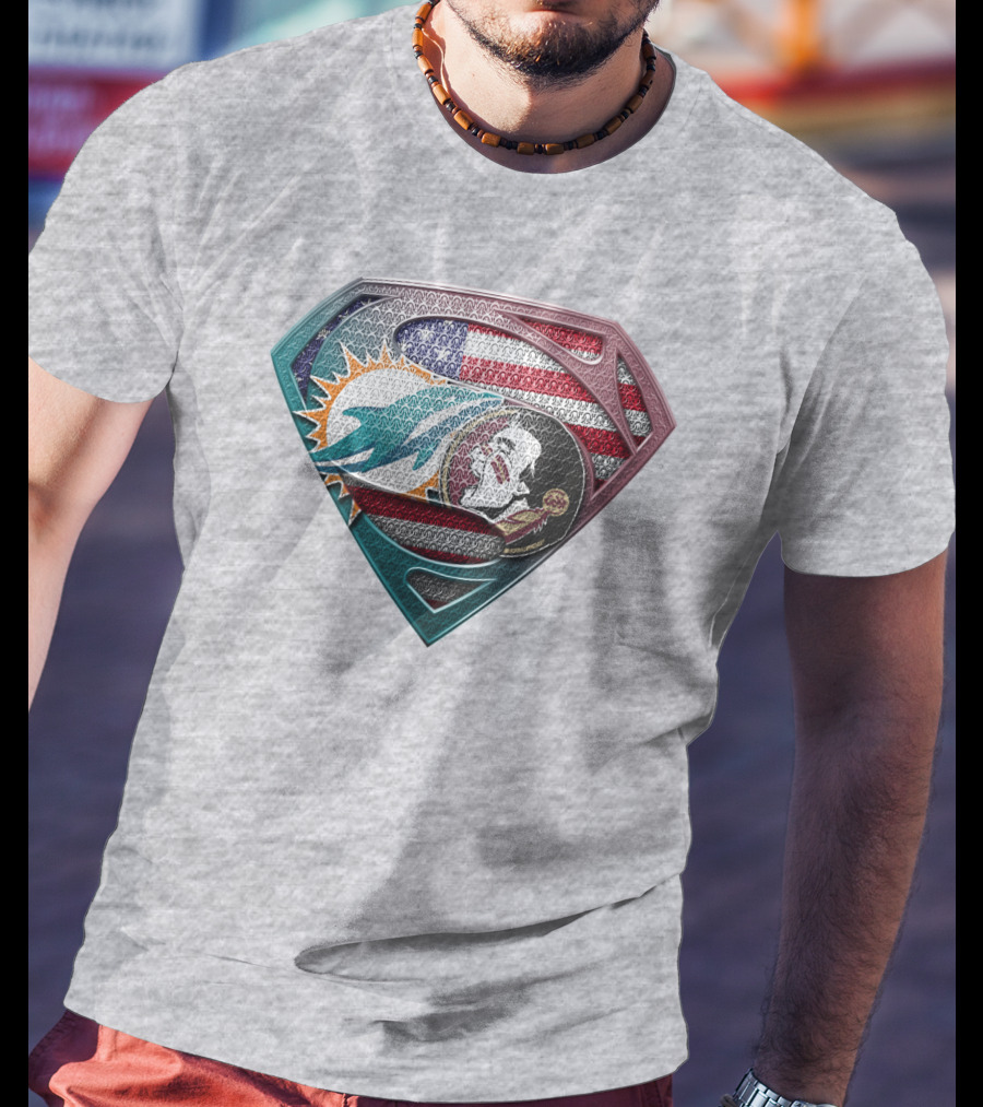 Miami Dolphins Superman American Flag T-Shirt
