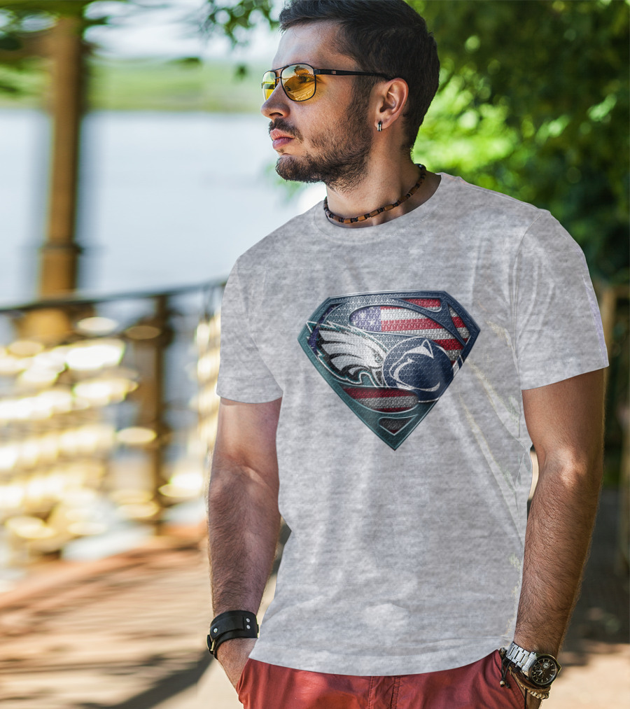 American Flag Philadelphia Eagles Penn State Superman Shield T-Shirt