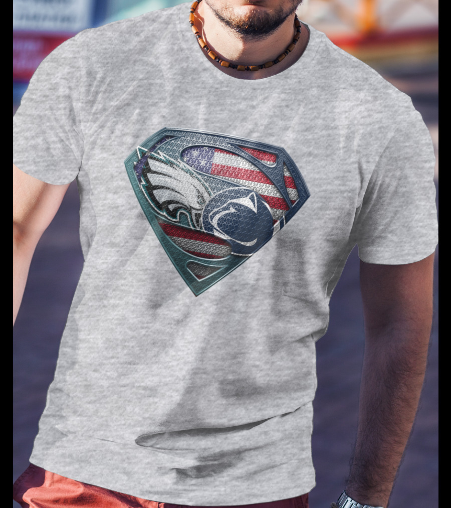 American Flag Philadelphia Eagles Penn State Superman Shield T-Shirt