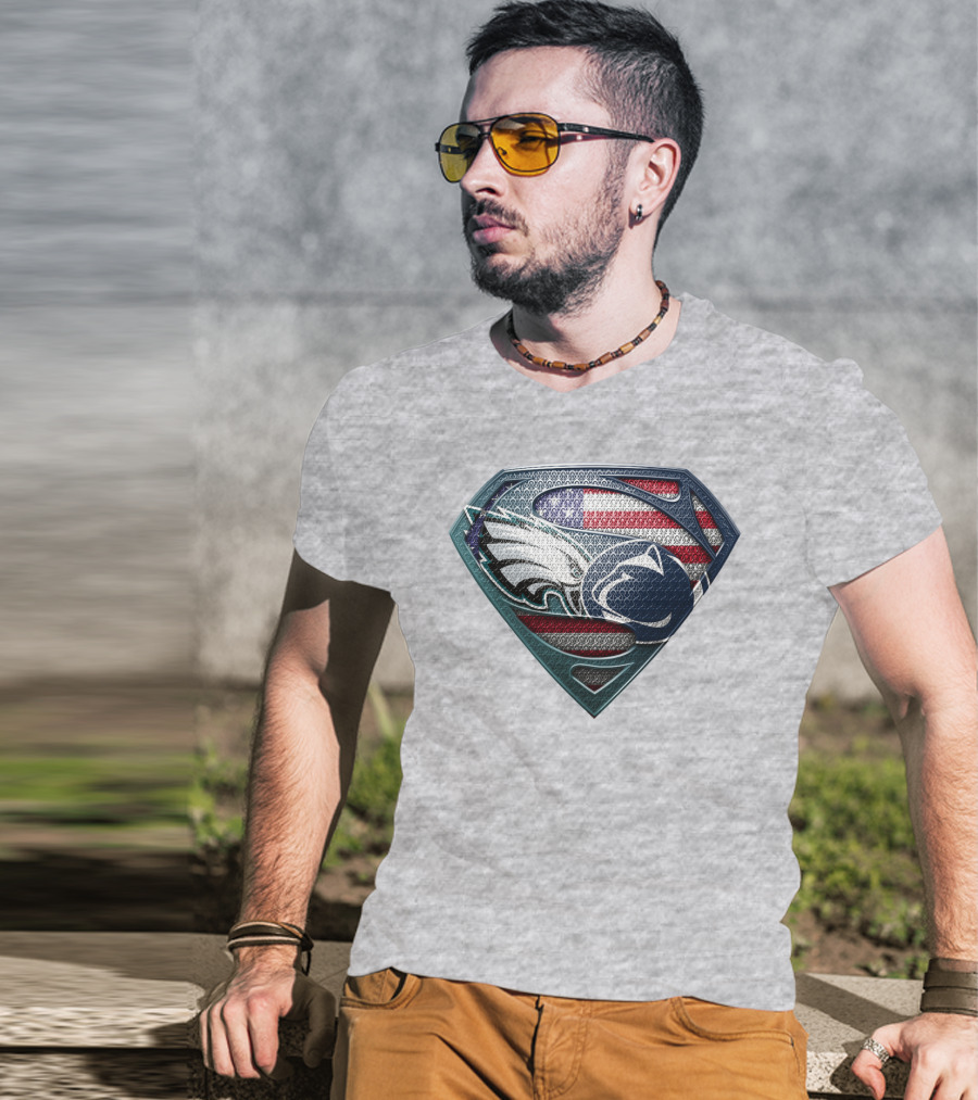 American Flag Philadelphia Eagles Penn State Superman Shield T-Shirt