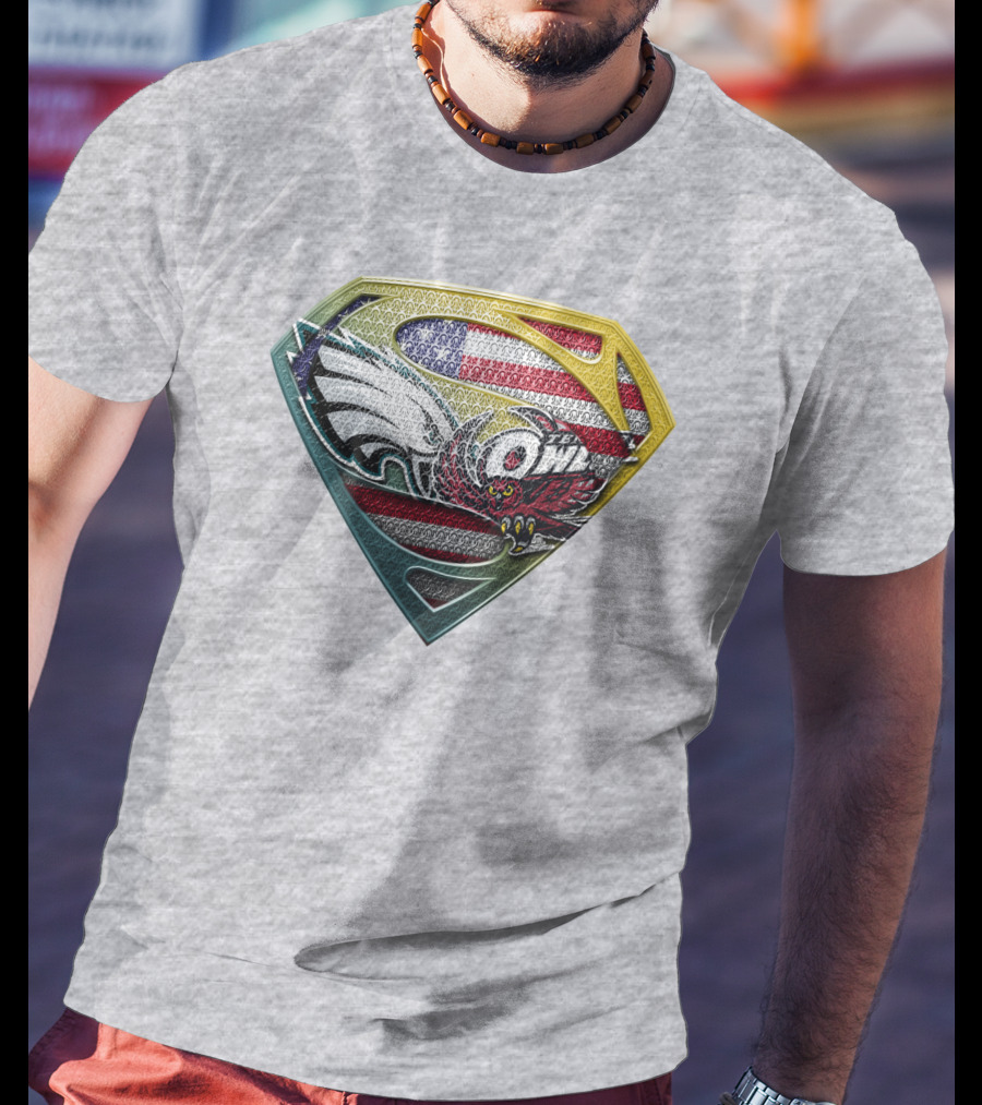 Eagle Owl American Flag Superman Shield T-Shirt