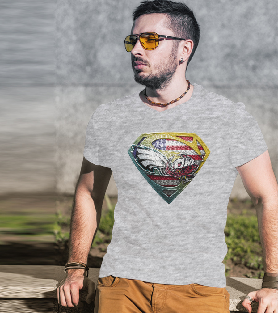 Eagle Owl American Flag Superman Shield T-Shirt