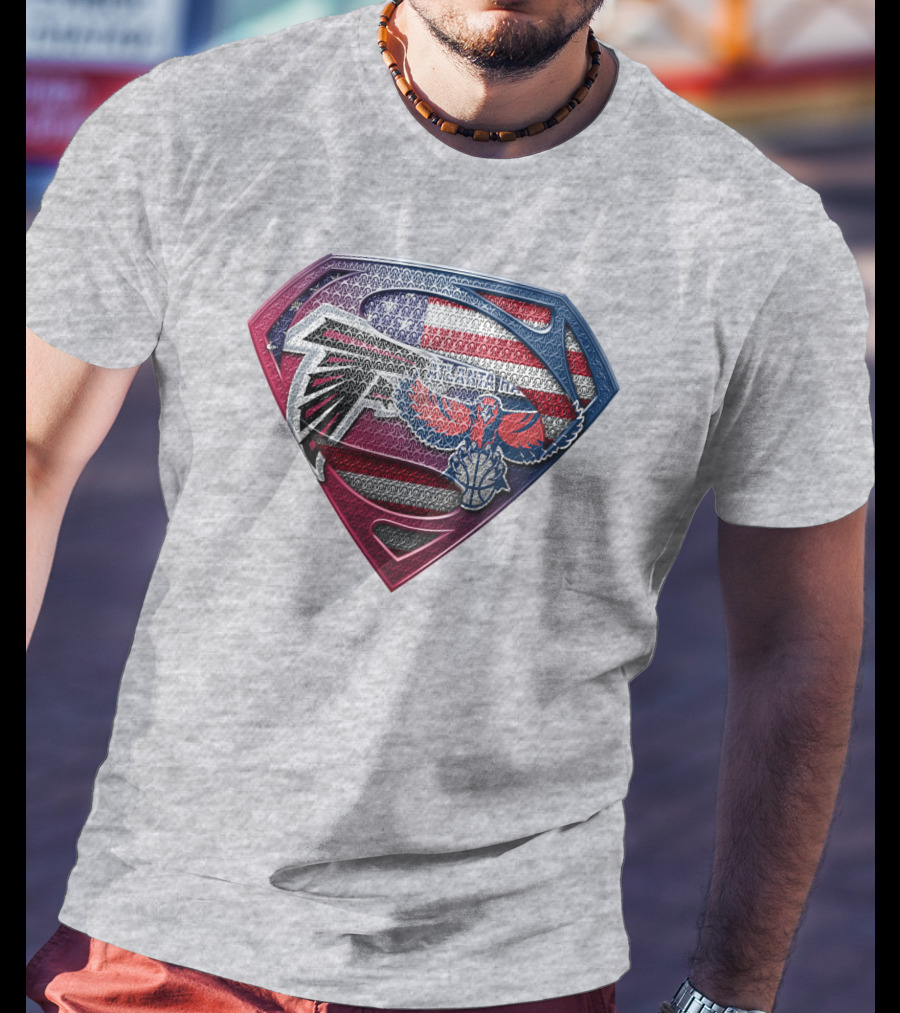 Atlanta Falcons Hawks Superman American Flag Superhero T-Shirt