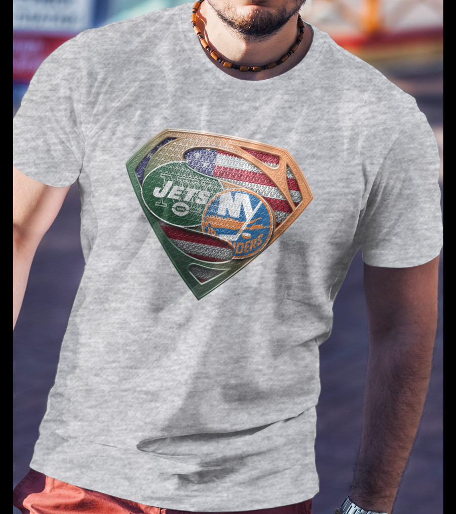 Jets Islanders American Flag Shield T-Shirt