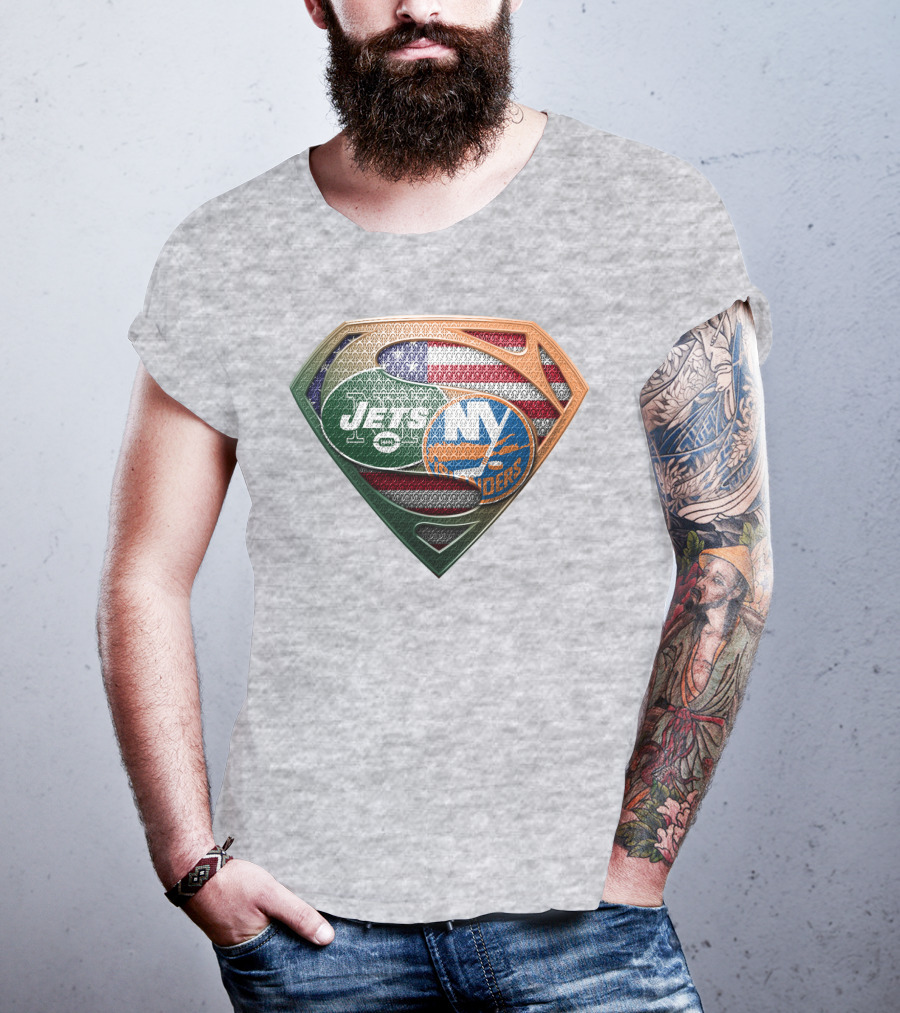 Jets Islanders American Flag Shield T-Shirt