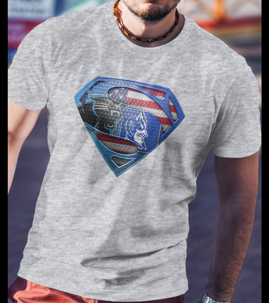 Super Carolina Panthers Duke Blue Devils American Flag T-Shirt