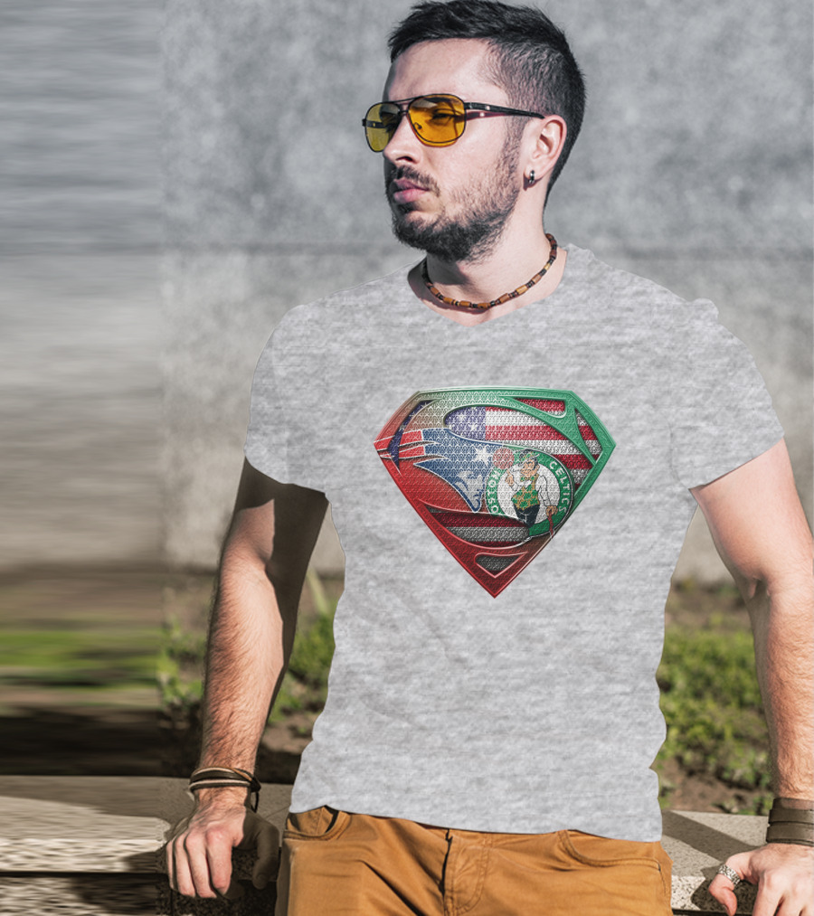 Superman Boston Celtics American Flag T-Shirt