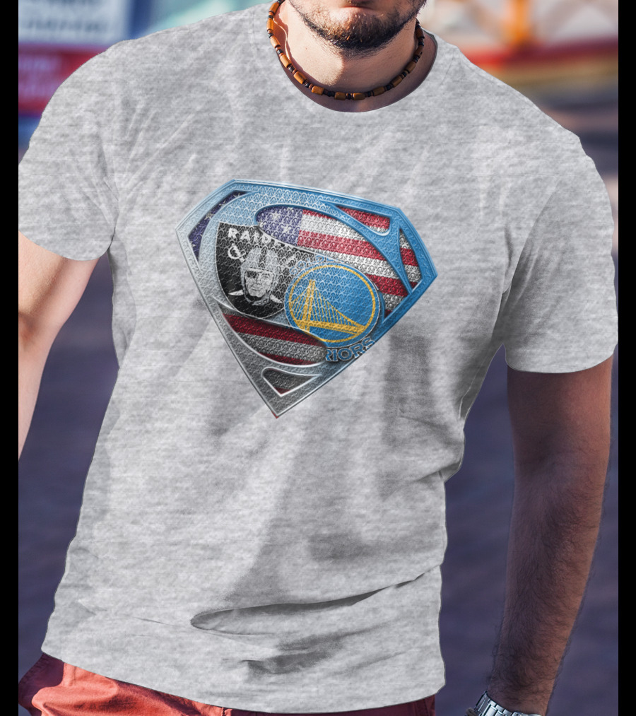 Superhero Shield Raiders Warriors American Flag T-Shirt