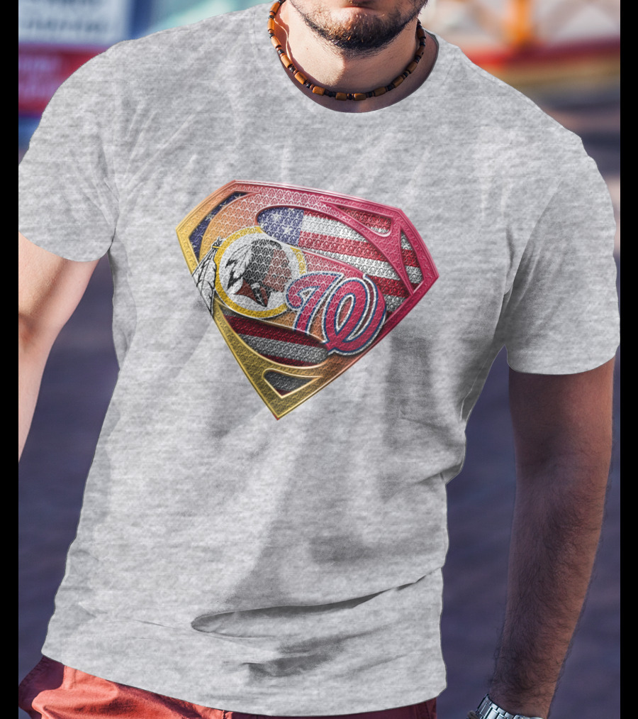 Washington W Super Redskins Patriots Flag Superman T-Shirt