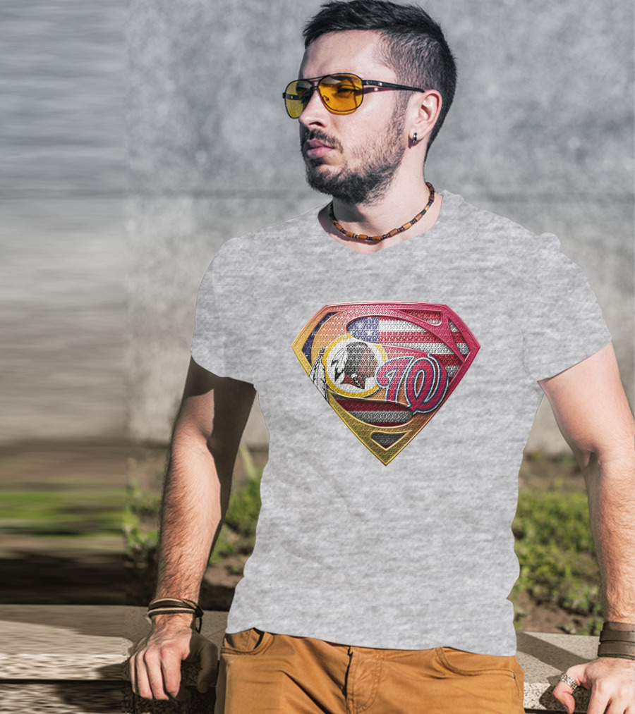 Washington W Super Redskins Patriots Flag Superman T-Shirt