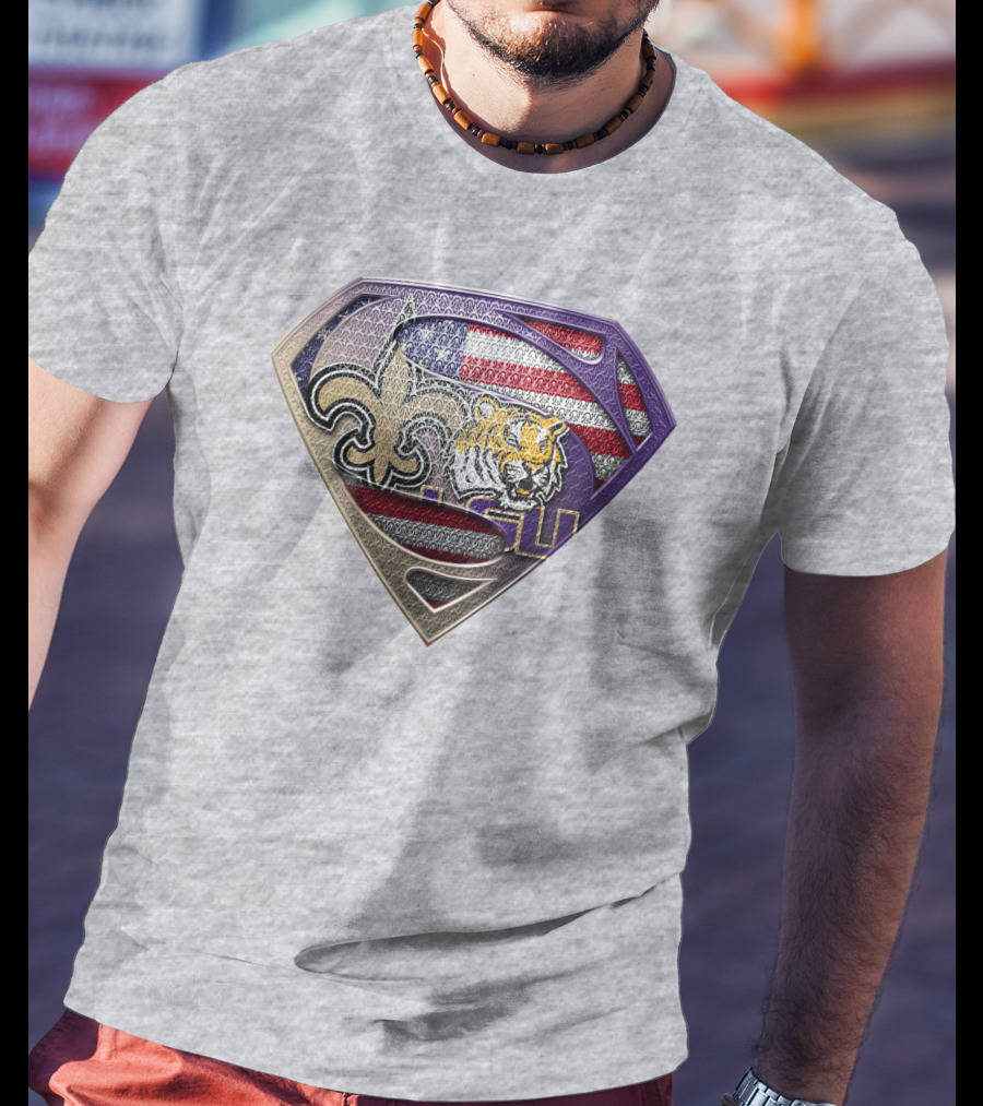 Super Louisiana Fleur-De-Lis Tiger American Flag Lsu T-Shirt