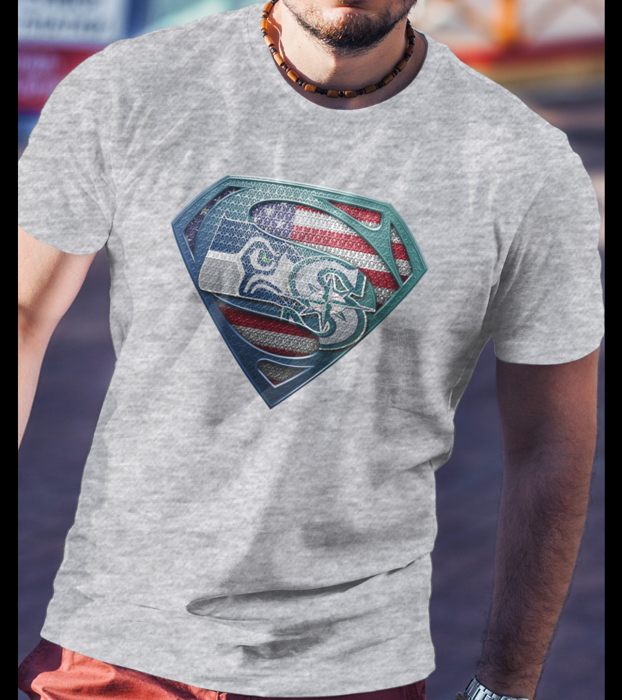 Seahawks Superman American Flag T-Shirt