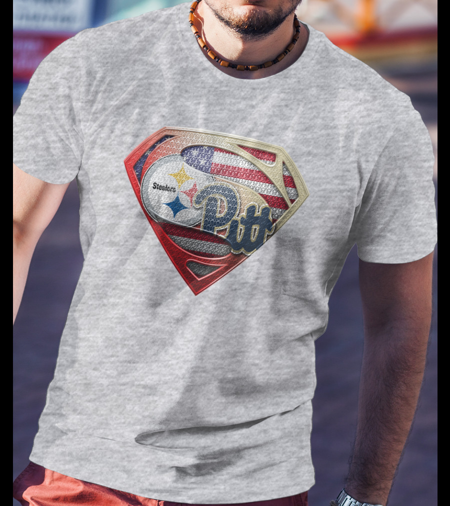 Superman Shield Stars And Stripes Steelers Pitt T-Shirt