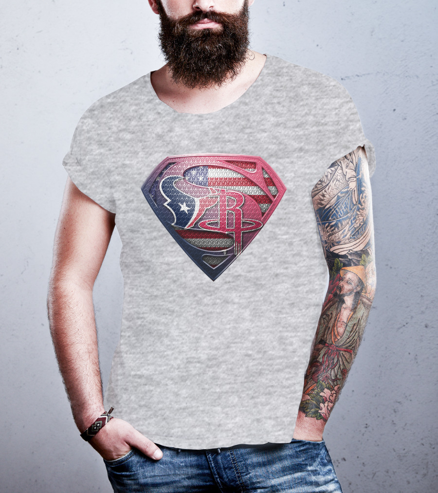 Superman Houston Texans Us Flag T-Shirt