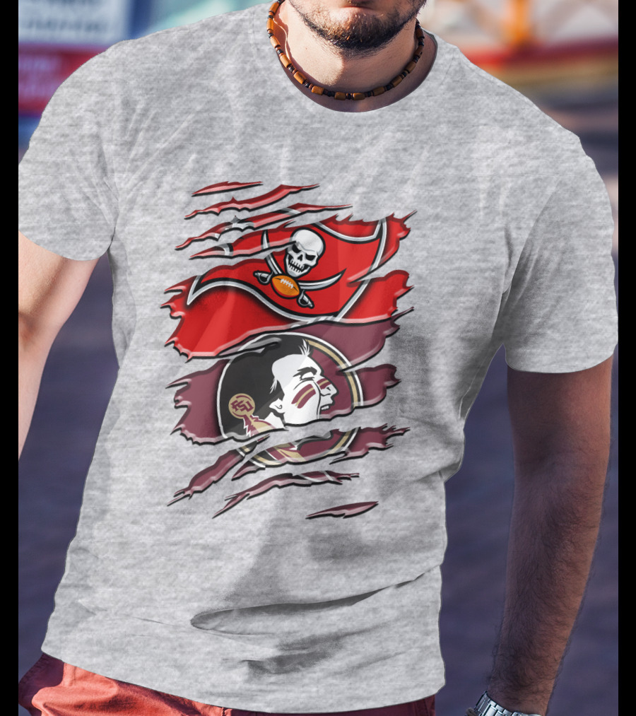 Tampa Bay Buccaneers Florida State Seminoles Logo Mashup T-Shirt