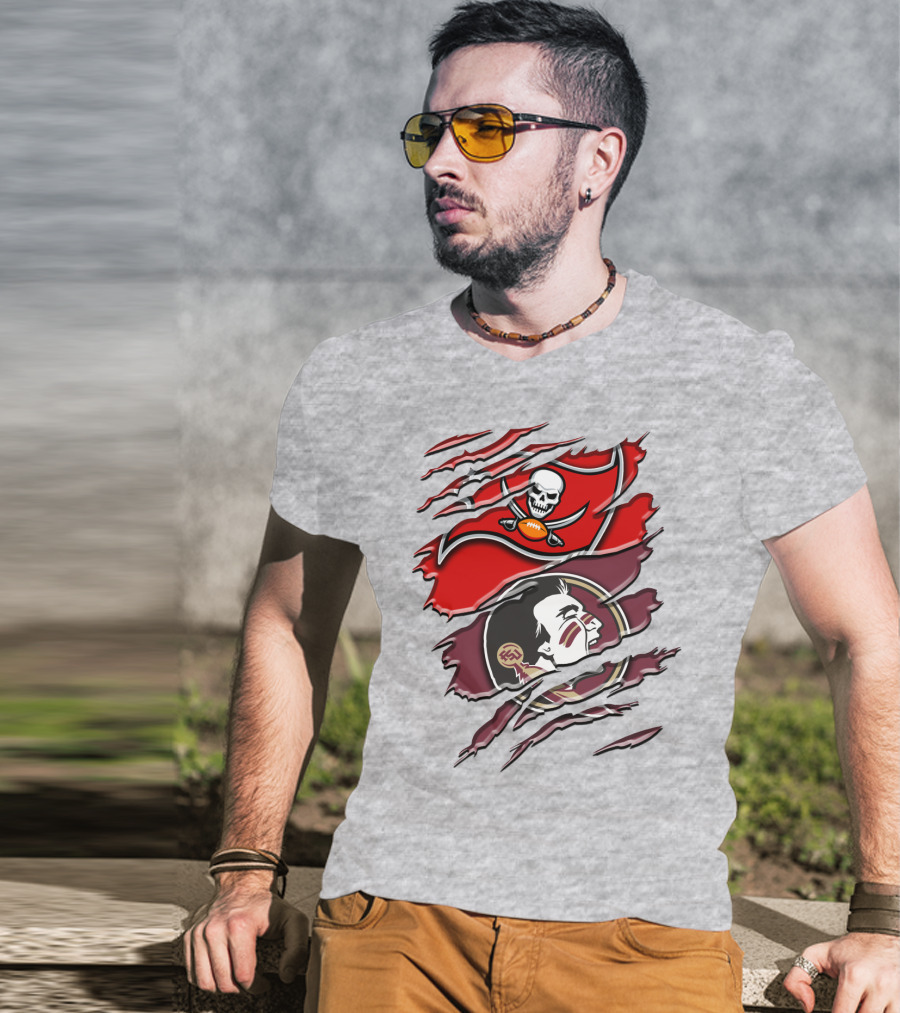 Tampa Bay Buccaneers Florida State Seminoles Logo Mashup T-Shirt