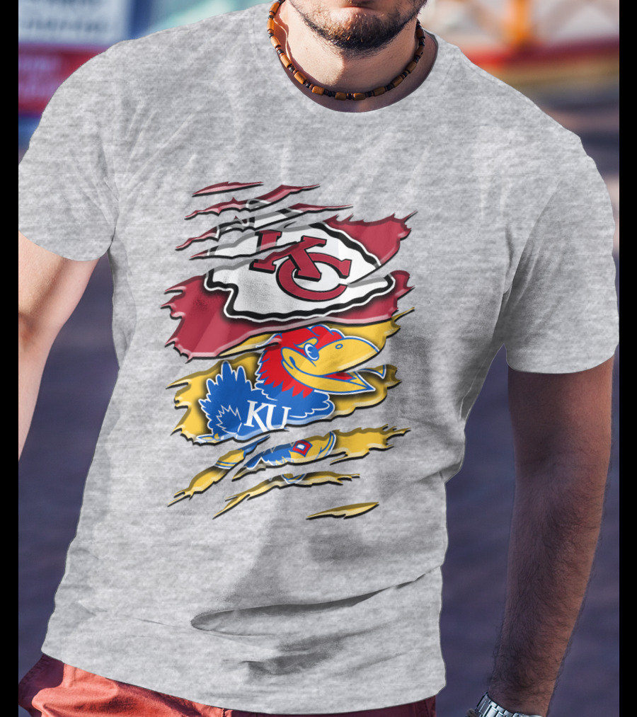 Kansas City Chiefs Kc Jayhawks Rip Design Rah 037 T-Shirt