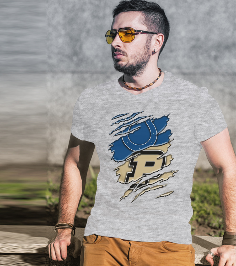 Indianapolis Colts Purdue Boilermakers Logo Mashup T-Shirt