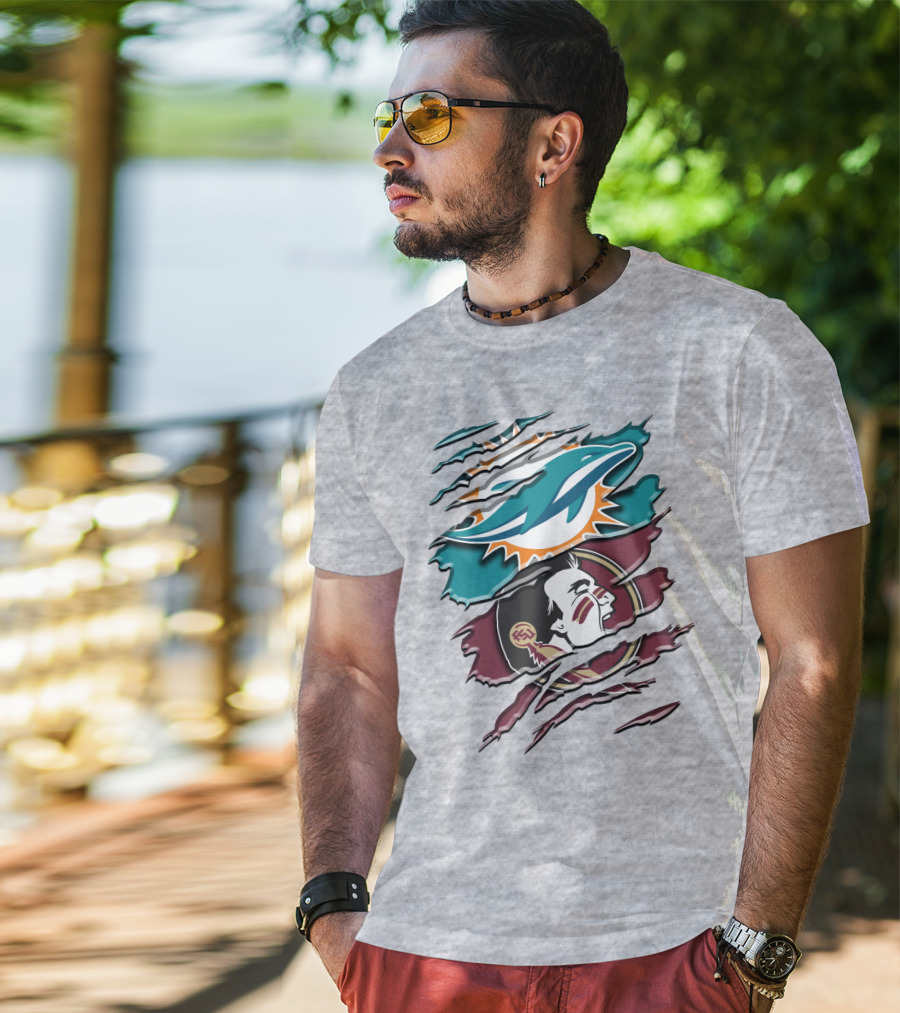 Dolphins Seminoles Fan Fusion T-Shirt