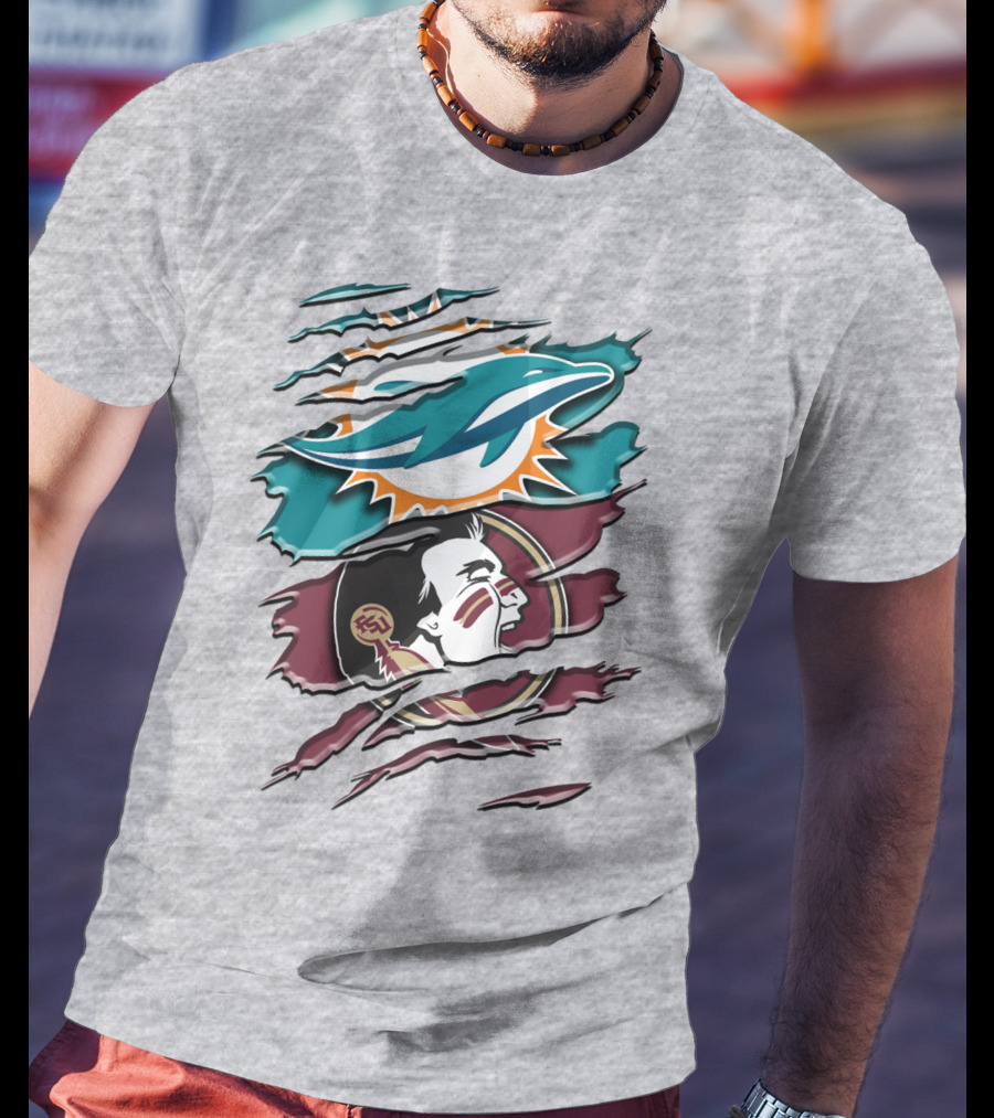 Dolphins Seminoles Fan Fusion T-Shirt