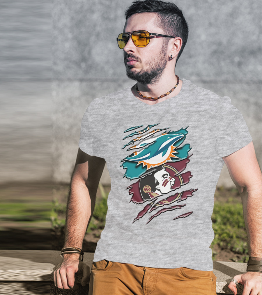 Dolphins Seminoles Fan Fusion T-Shirt