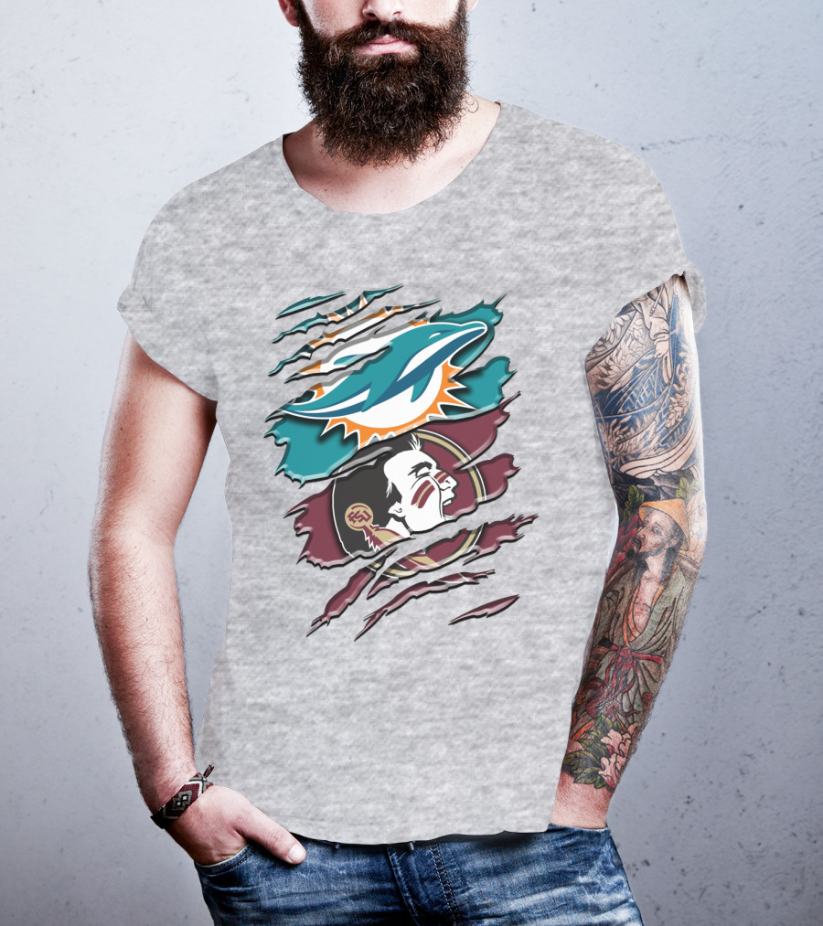 Dolphins Seminoles Fan Fusion T-Shirt