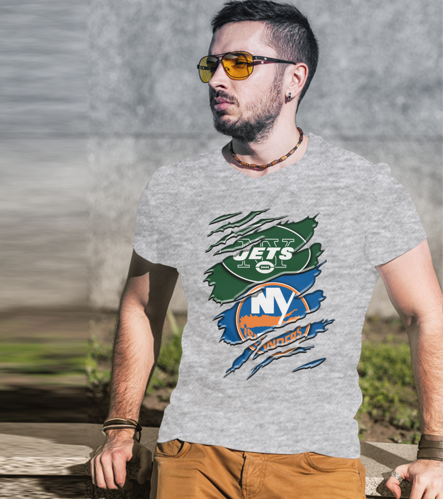 New York Jets Ny Islanders Crossover Rah 068 T-Shirt