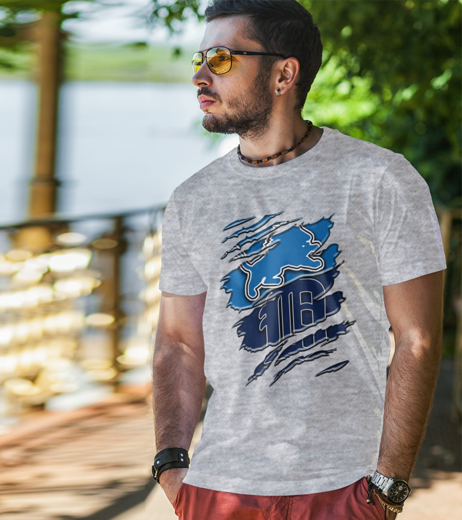 Detroit Lions Tigers Blue Rah 075 T-Shirt