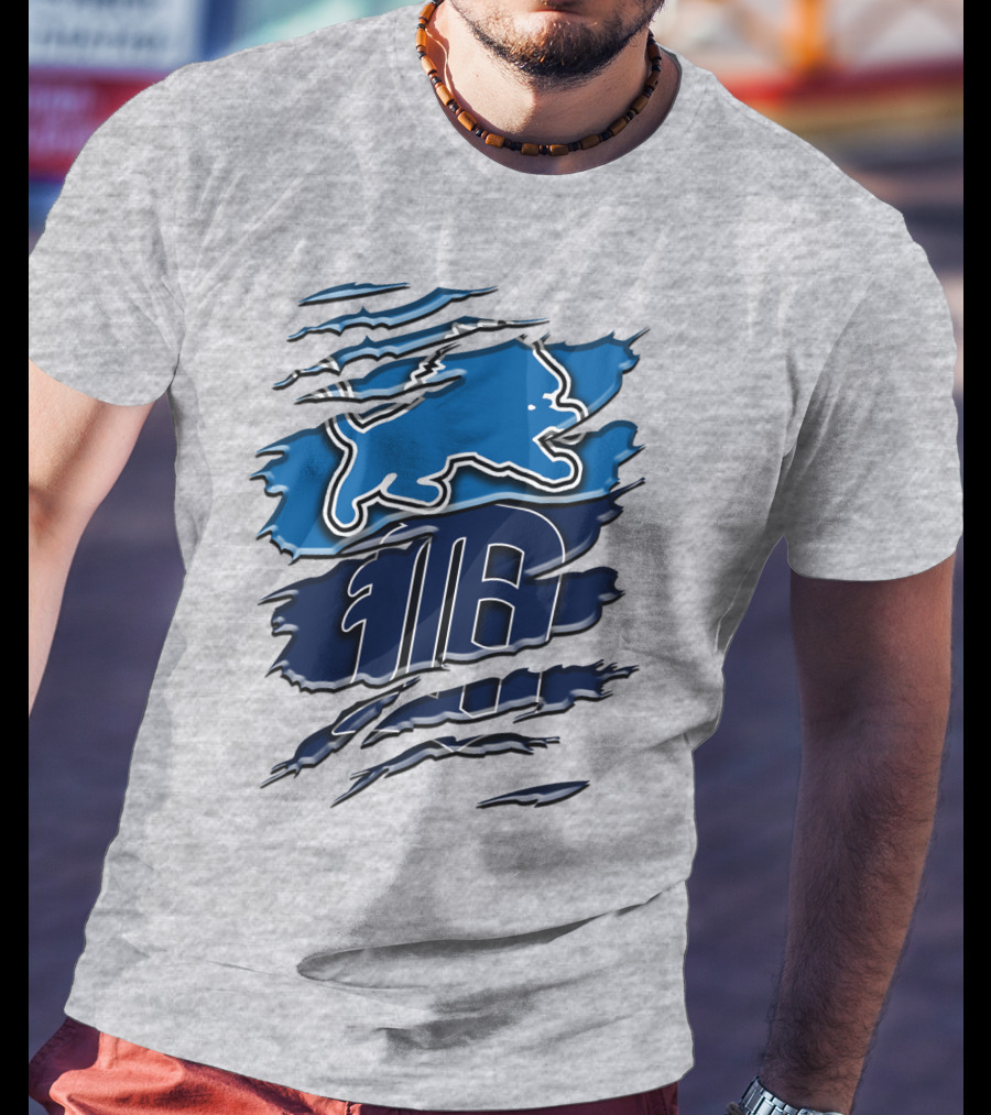 Detroit Lions Tigers Blue Rah 075 T-Shirt