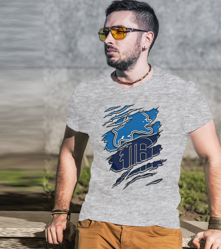 Detroit Lions Tigers Blue Rah 075 T-Shirt