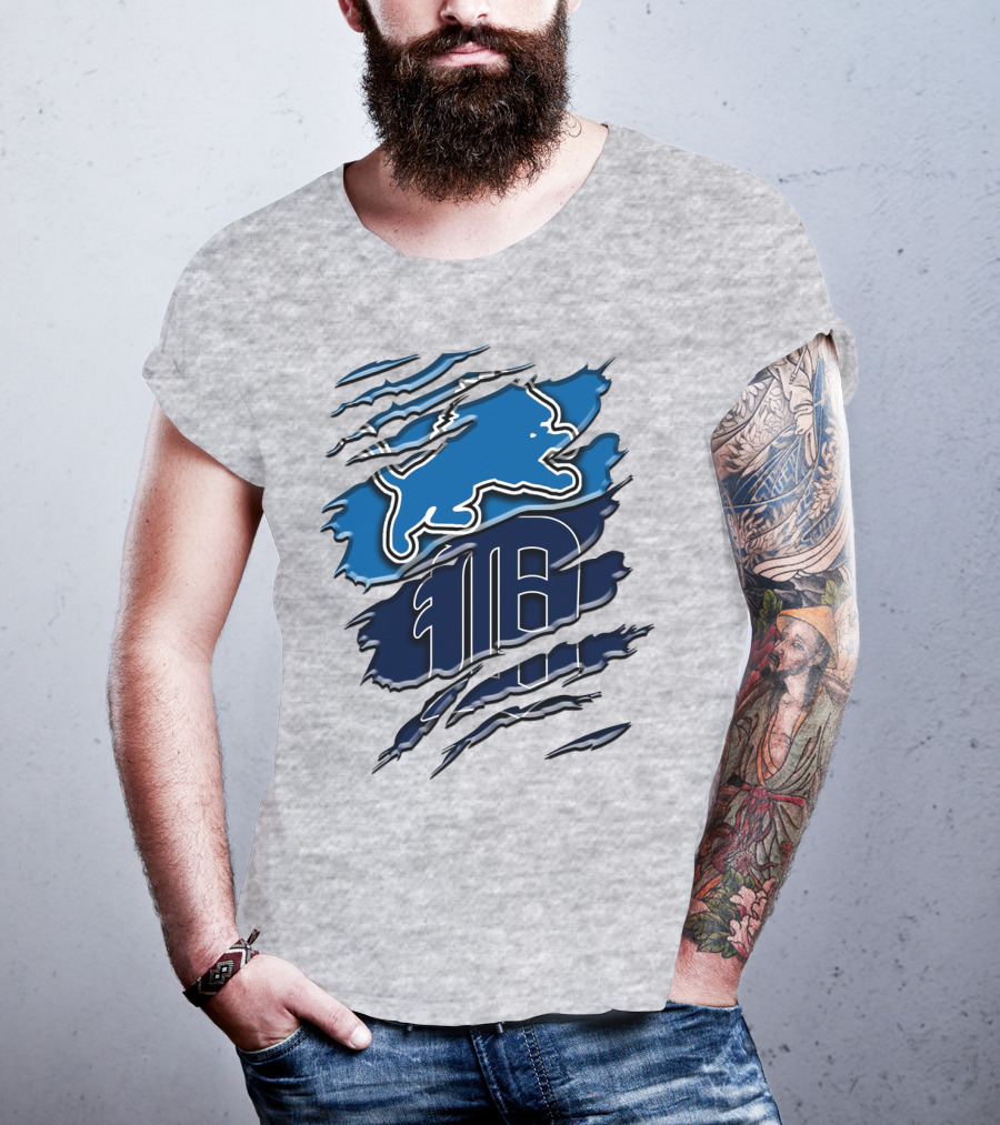 Detroit Lions Tigers Blue Rah 075 T-Shirt
