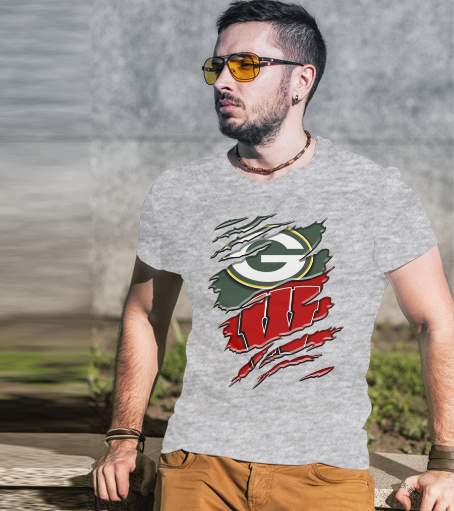 Green Bay Packers Wisconsin Badgers Claw Marks T-Shirt
