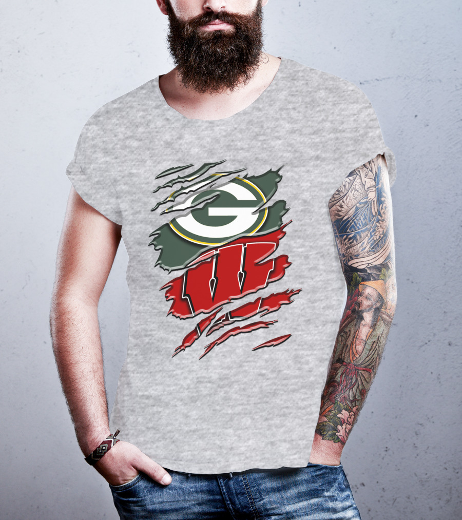 Green Bay Packers Wisconsin Badgers Claw Marks T-Shirt